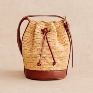 Sezane Mini Farrow Raffia Bucket Bag